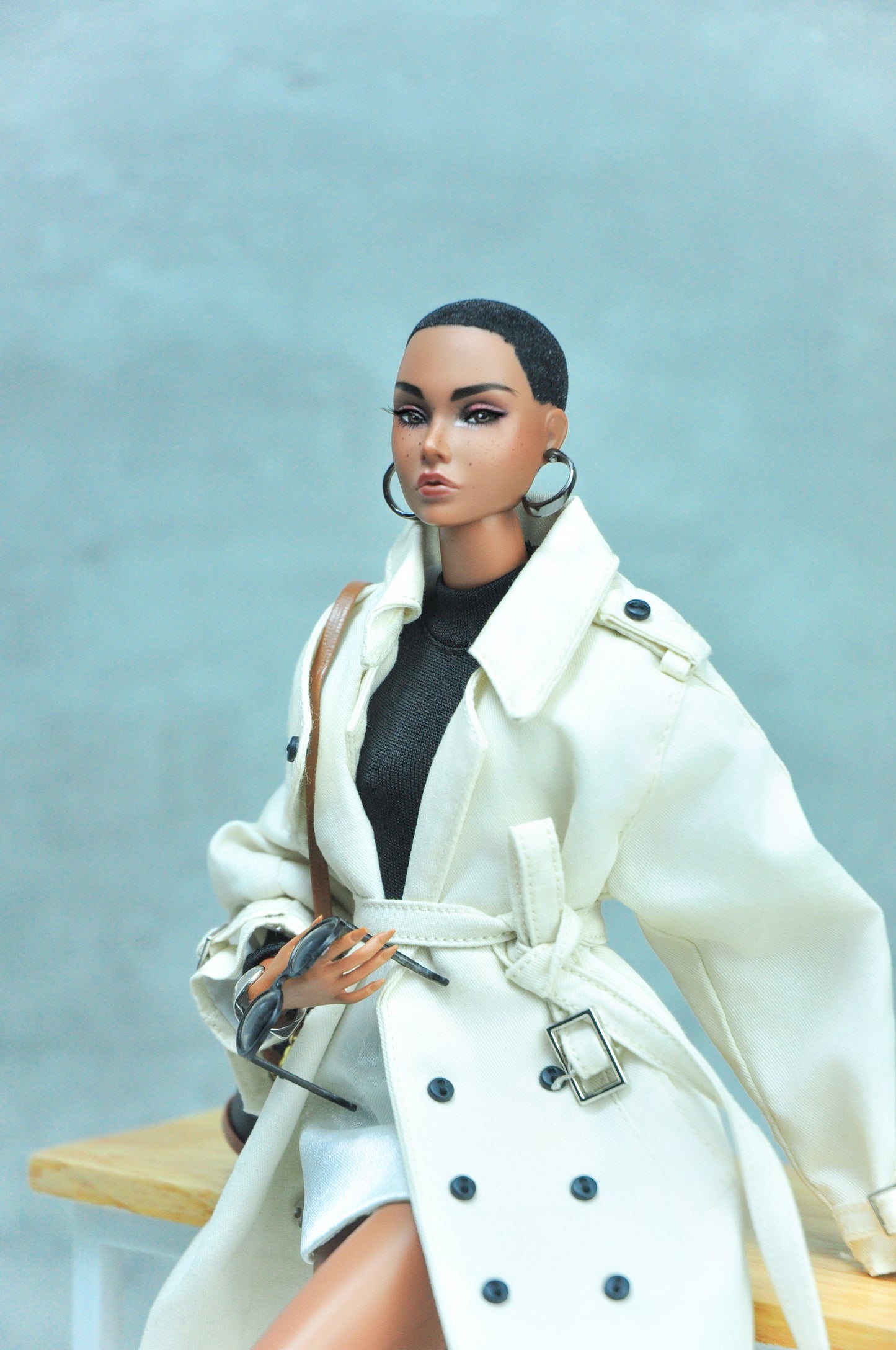 HAUTE | Trench coat with turtle neck bodysuit and mini skirt for Fashion Royalty & NU Face 6.0 doll