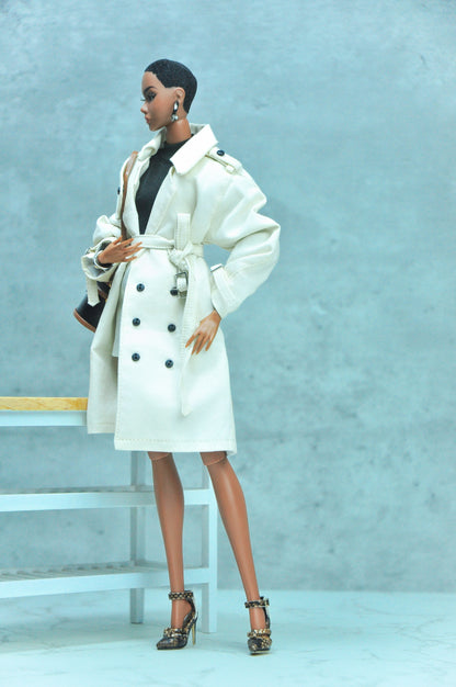 HAUTE | Trench coat with turtle neck bodysuit and mini skirt for Fashion Royalty & NU Face 6.0 doll