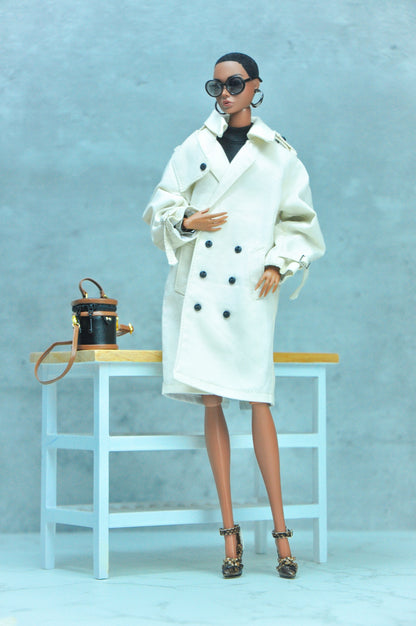 HAUTE | Trench coat with turtle neck bodysuit and mini skirt for Fashion Royalty & NU Face 6.0 doll