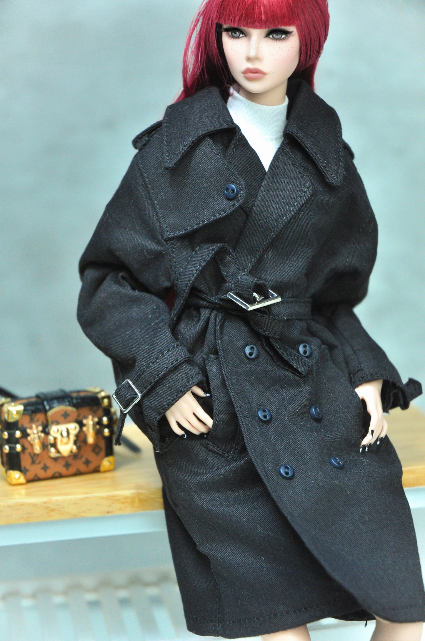 HAUTE | Trench coat with turtle neck bodysuit and mini skirt for Fashion Royalty & NU Face 6.0 doll