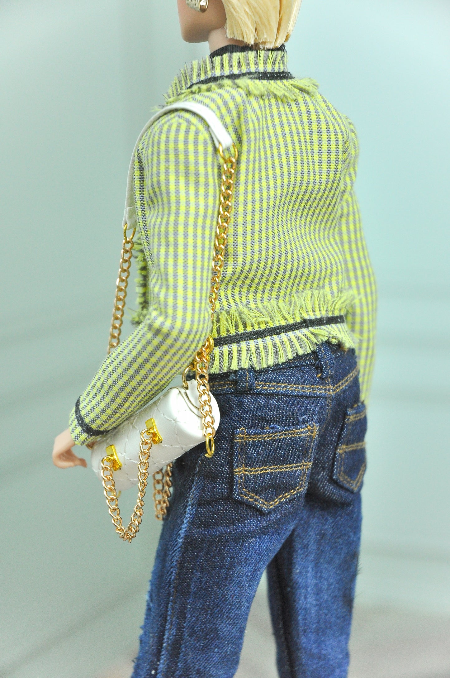 MILLENIAL STYLE | turtle neck bodysuit with boyfriend bootcut jeans and jacket  for Fashion Royalty dolls clothes