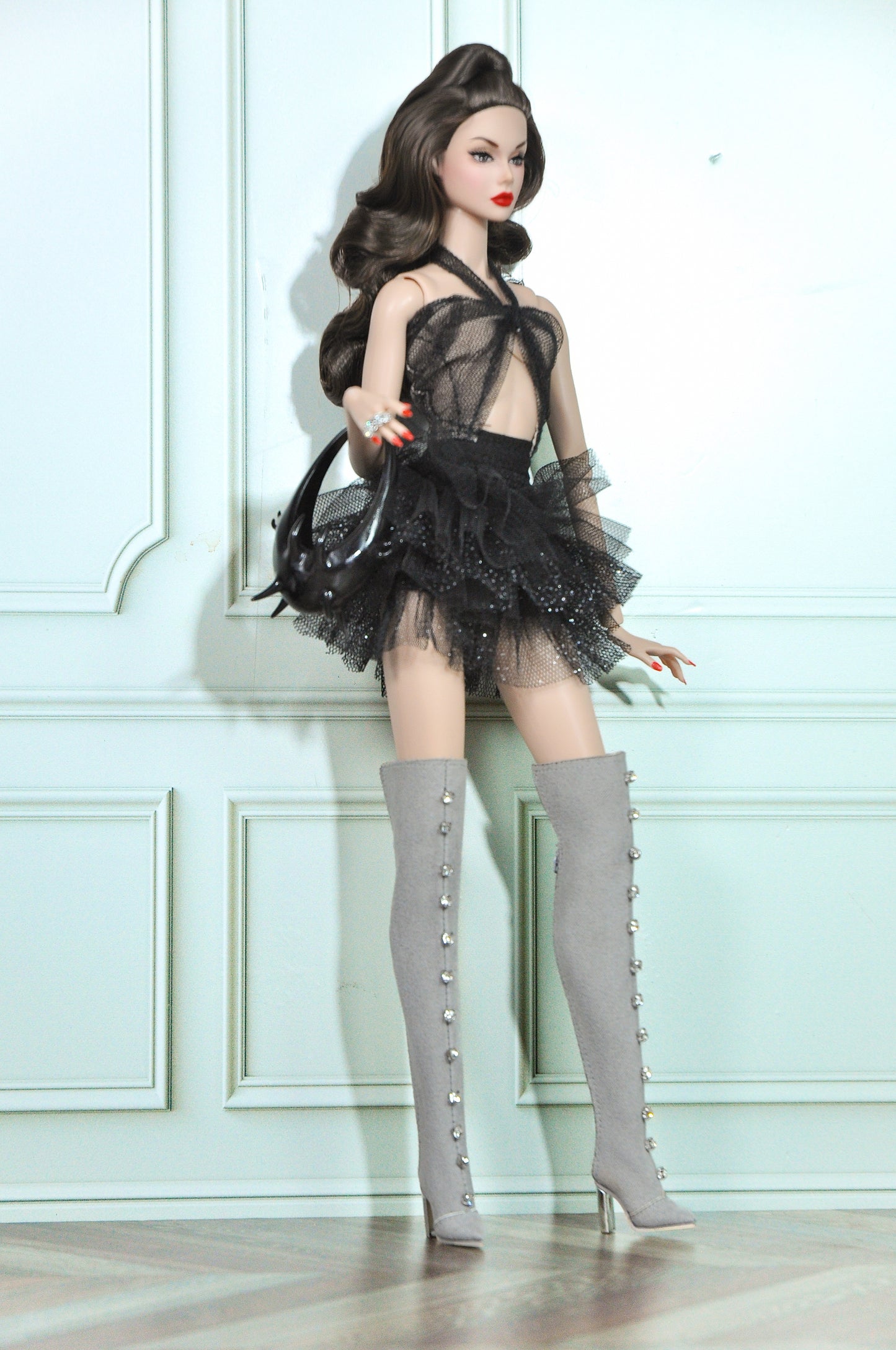 STYLE LAB | L'Arc-en-Ciel | Ruffle dress halter neck for Fashion Royalty & NU FACE doll clothes