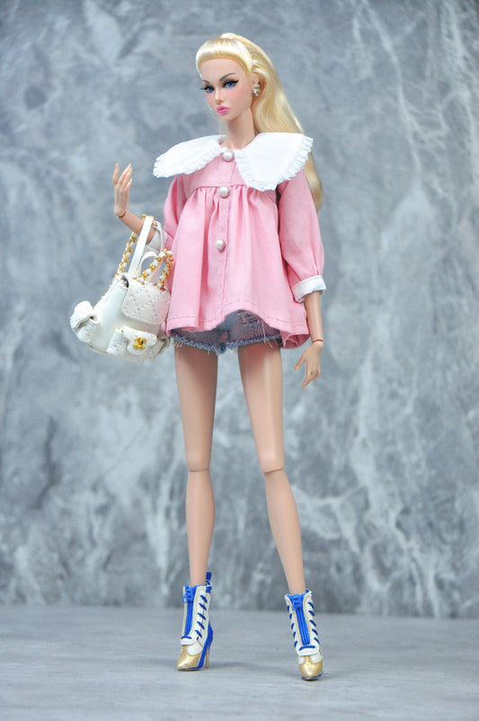 AA BASIC RELEASE | Princess collar top with jeans short for Fashion Royalty & NU FACE Doll