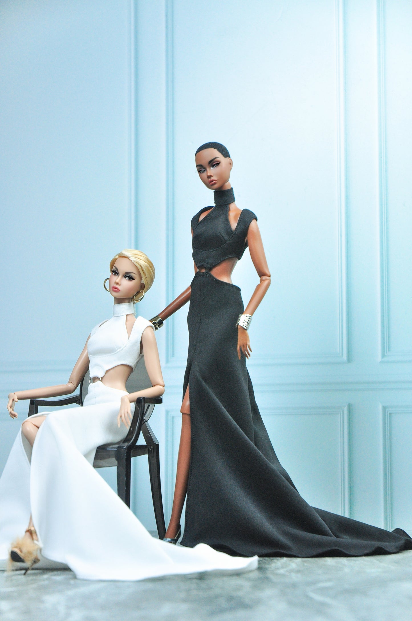 Y2K COLLECTION | Silk jersey gown for Fashion Royalty NU Face Poppy Parker Doll (black version)