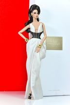 HAUTE | Black & White Couture Gown for Fashion Royalty 6.0 Doll | High Fashion 1/6 Dress