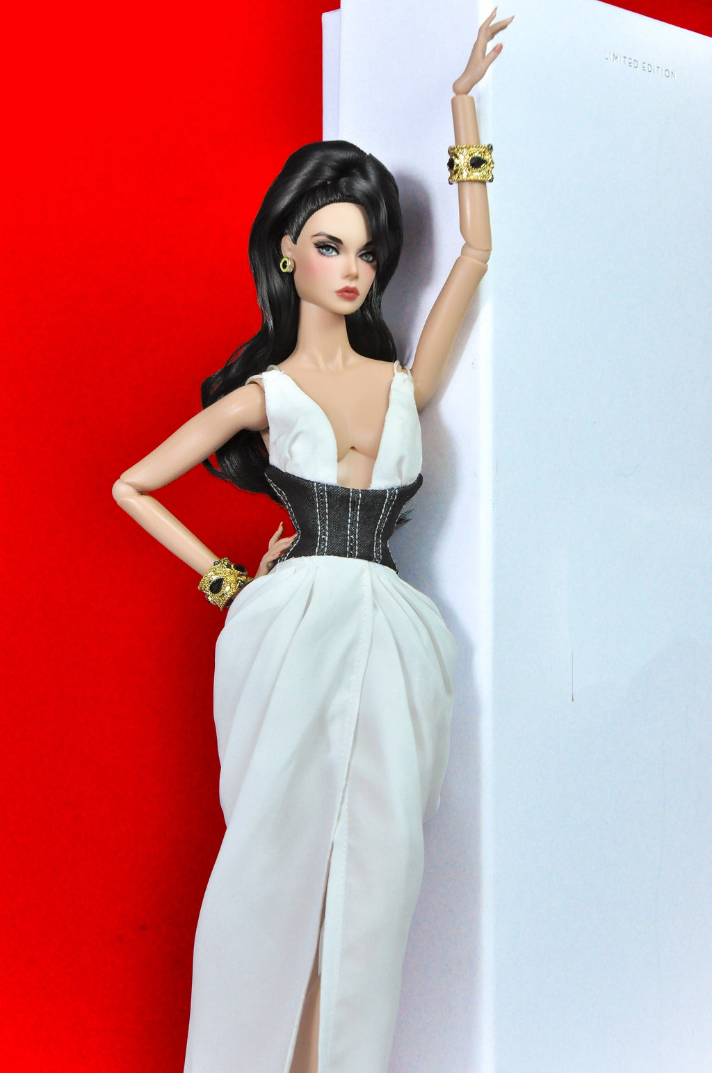 HAUTE | Black & White Couture Gown for Fashion Royalty 6.0 Doll | High Fashion 1/6 Dress