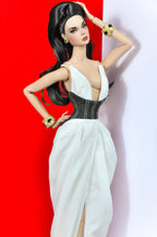 HAUTE | Black & White Couture Gown for Fashion Royalty 6.0 Doll | High Fashion 1/6 Dress