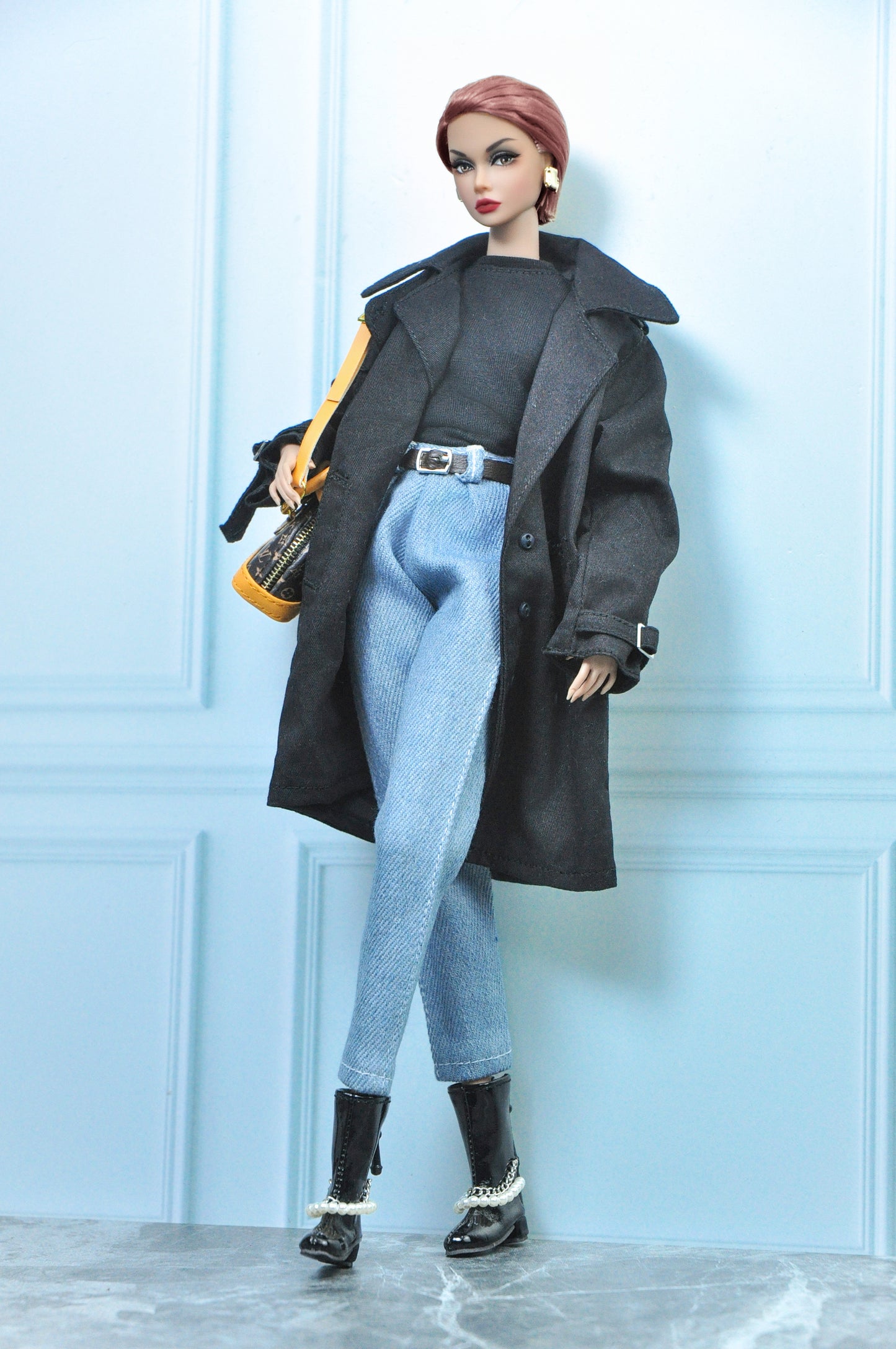 A BASIC GIRL | Coat, T-shirt with pleated jeans for Fashion Royalty NU FACE Poppy Parker 6.0