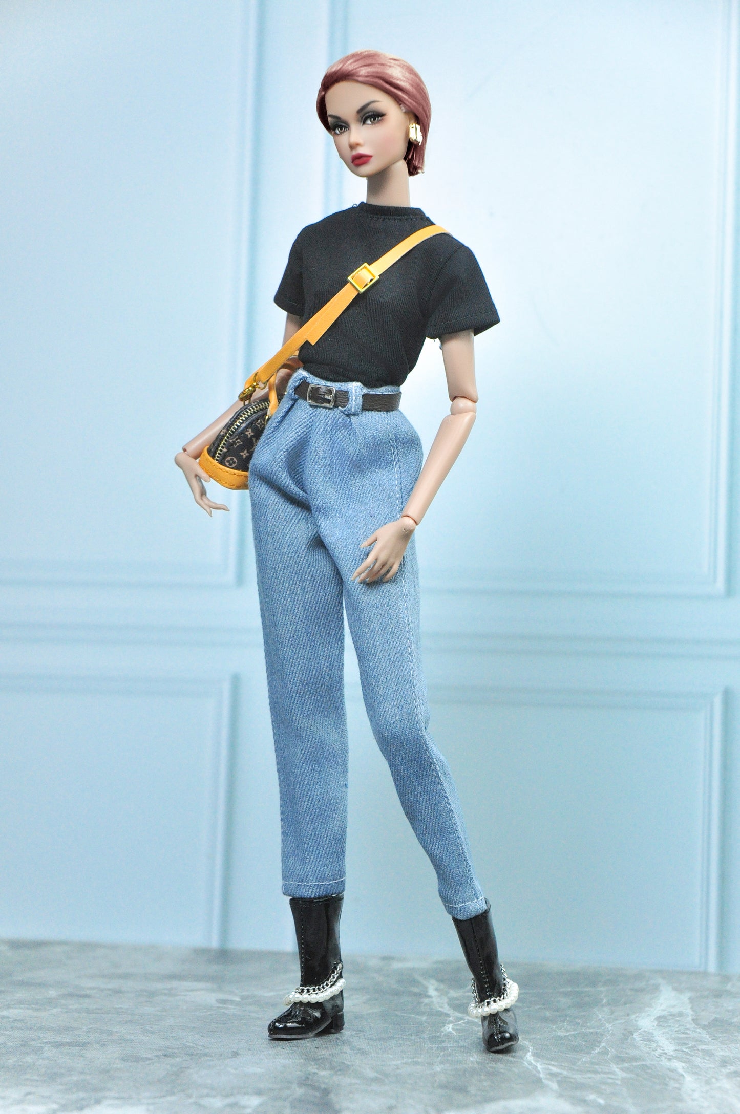 A BASIC GIRL | Coat, T-shirt with pleated jeans for Fashion Royalty NU FACE Poppy Parker 6.0