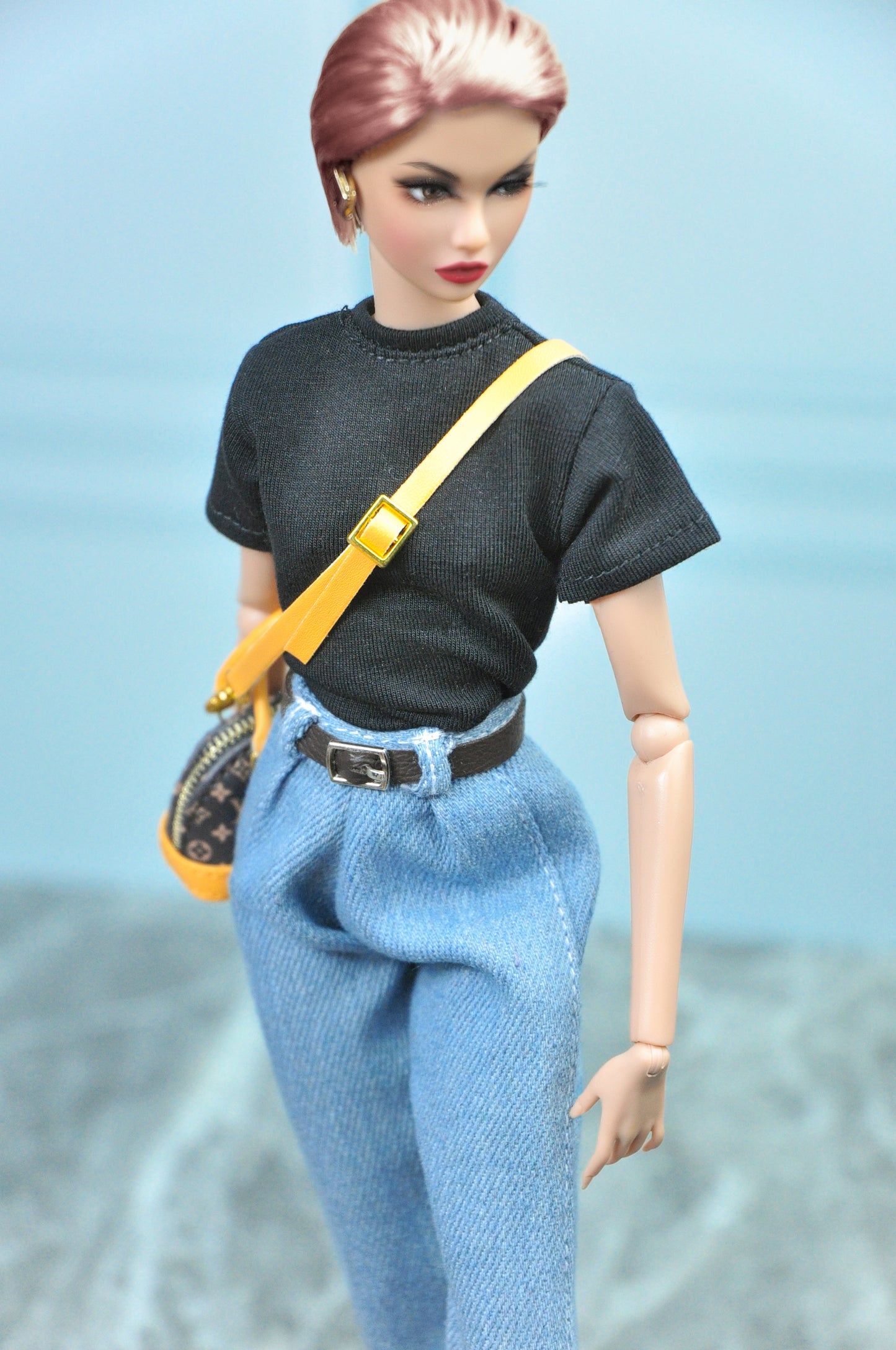 A BASIC GIRL | Coat, T-shirt with pleated jeans for Fashion Royalty NU FACE Poppy Parker 6.0