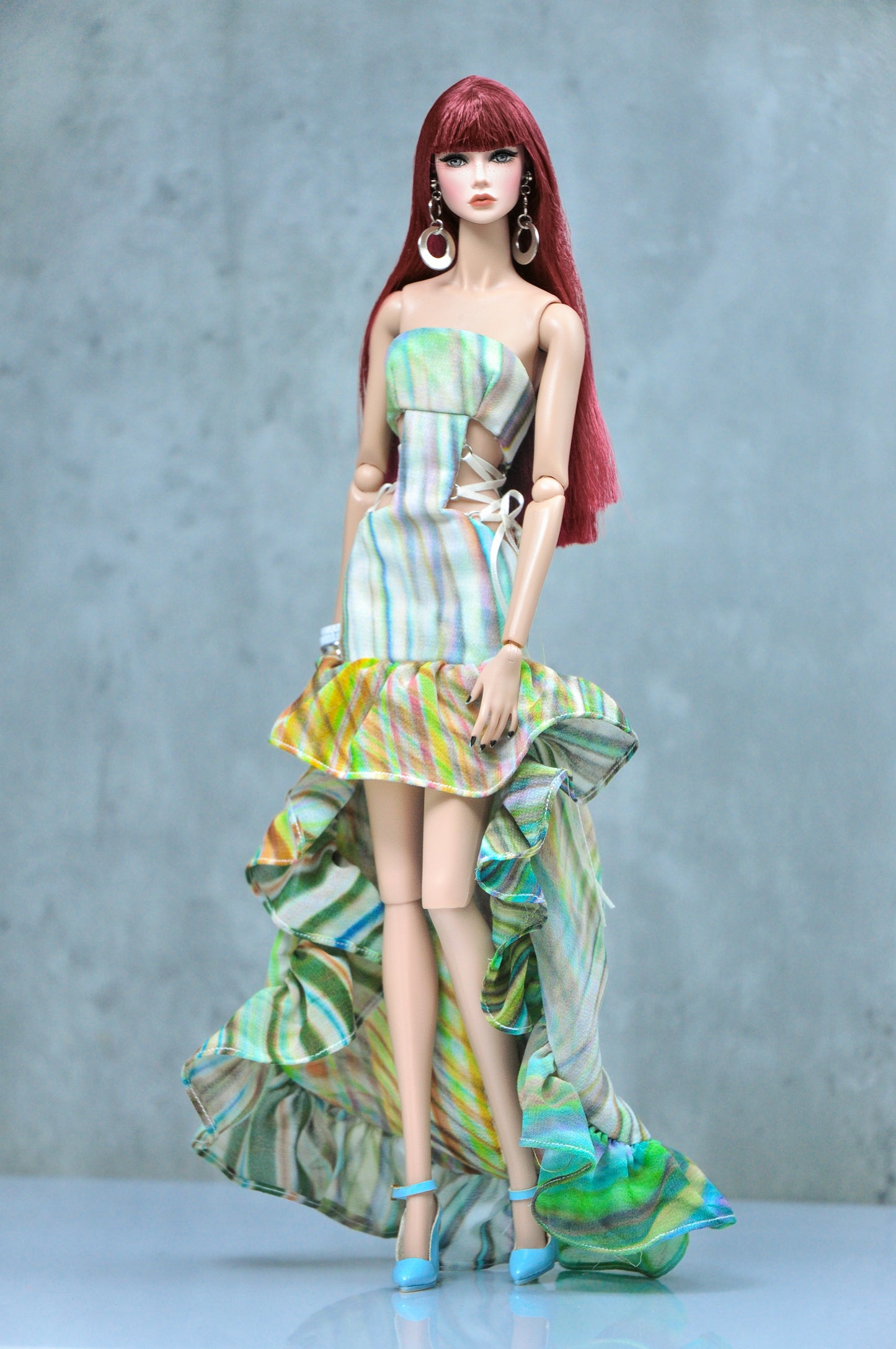 "SUMMER STRIPES" | Cut-out dress in stripes pattern for Fashion Royalty & NU Face doll clothes