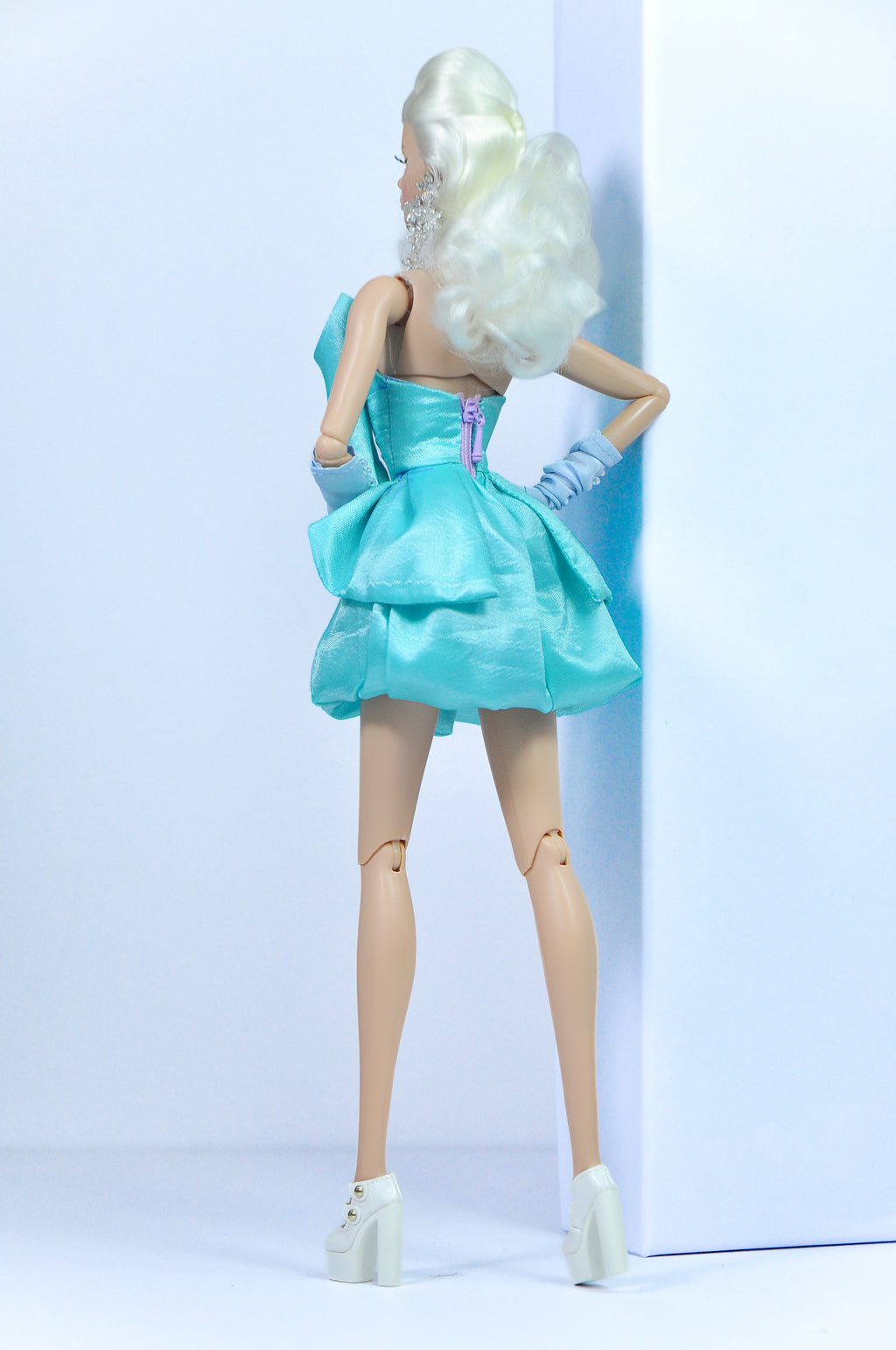 HAUTE | "Bubble Bow" Aqua Cocktail Dress – Fashion Royalty 6.0 Doll Clothes