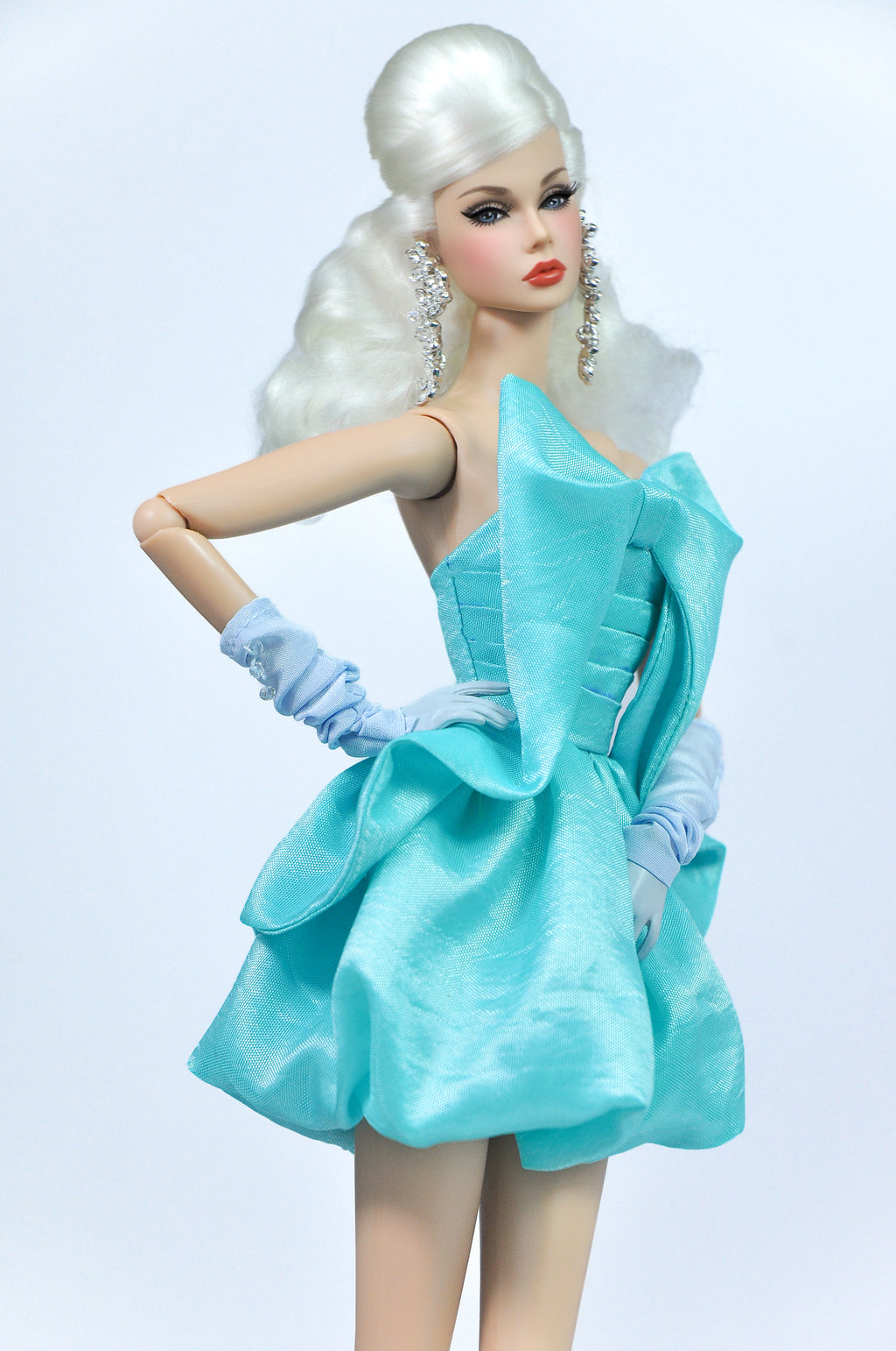 HAUTE | "Bubble Bow" Aqua Cocktail Dress – Fashion Royalty 6.0 Doll Clothes