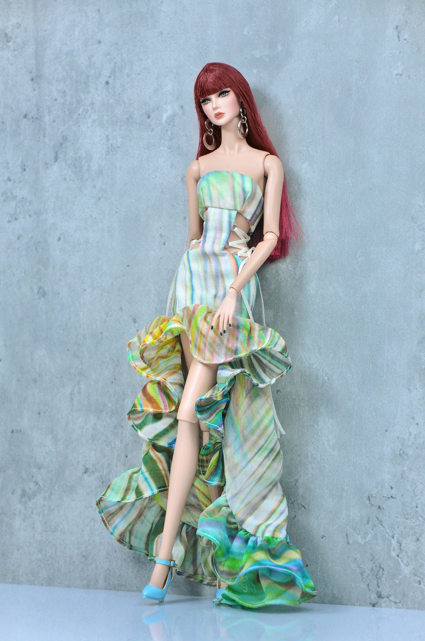 "SUMMER STRIPES" | Cut-out dress in stripes pattern for Fashion Royalty & NU Face doll clothes