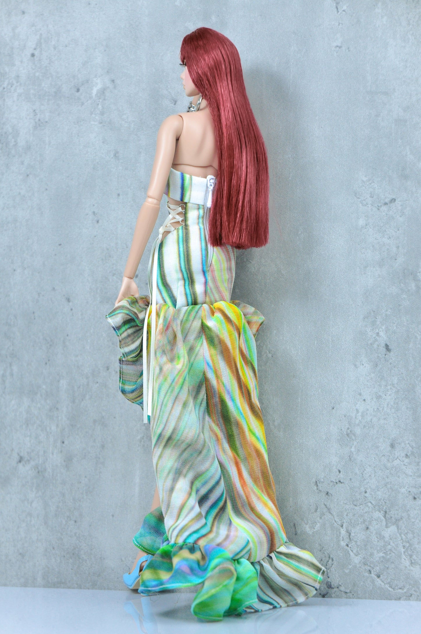 "SUMMER STRIPES" | Cut-out dress in stripes pattern for Fashion Royalty & NU Face doll clothes