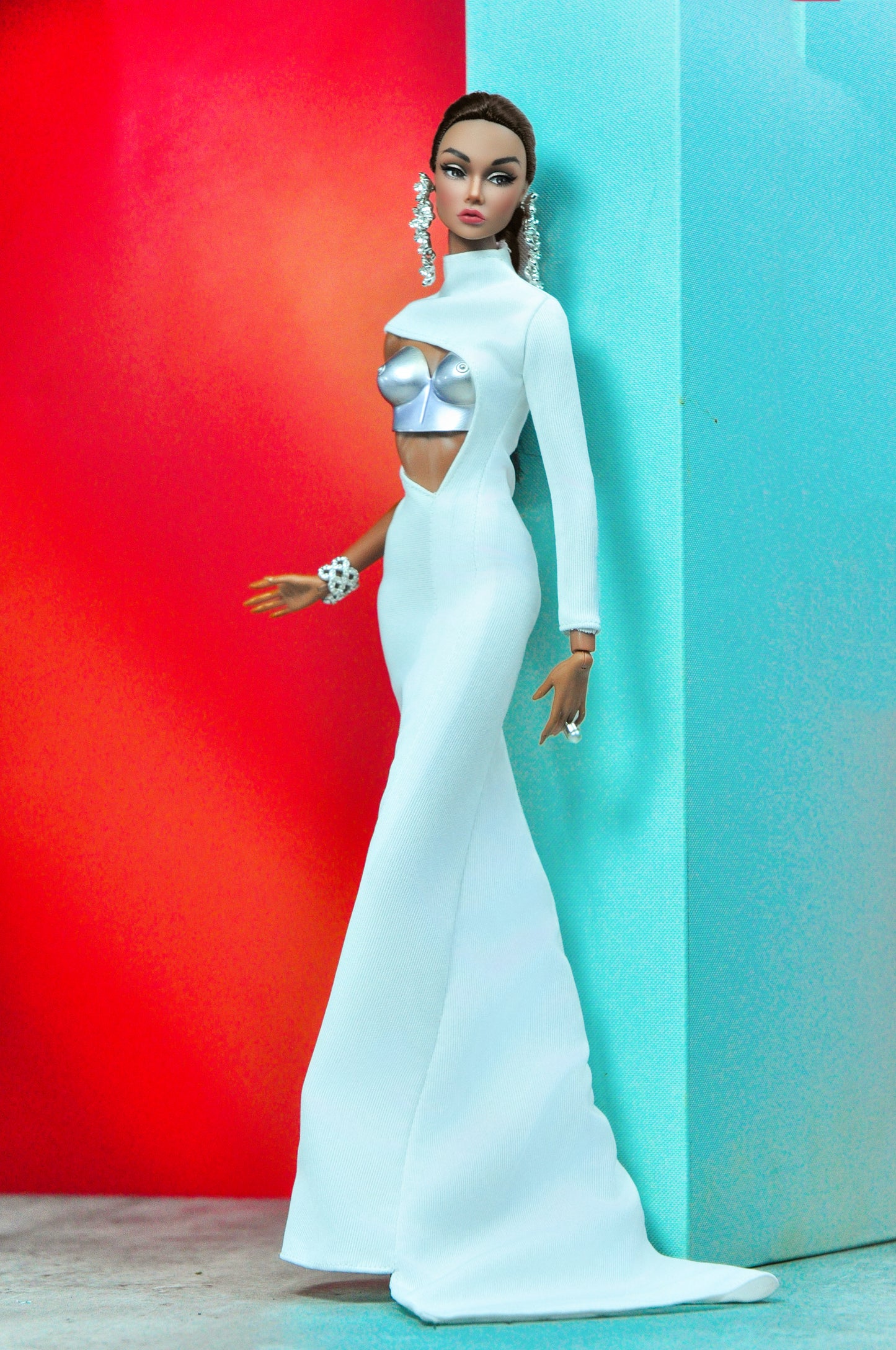 LA BASIC | Silk jersey cut out gown with hard-plastic top for Fashion Royalty & NU FACE doll