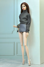 BASIC | Knit Sweater and Mini Skirt Set for Fashion Royalty 6.0 Doll | Cozy Chic 1/6 Outfit