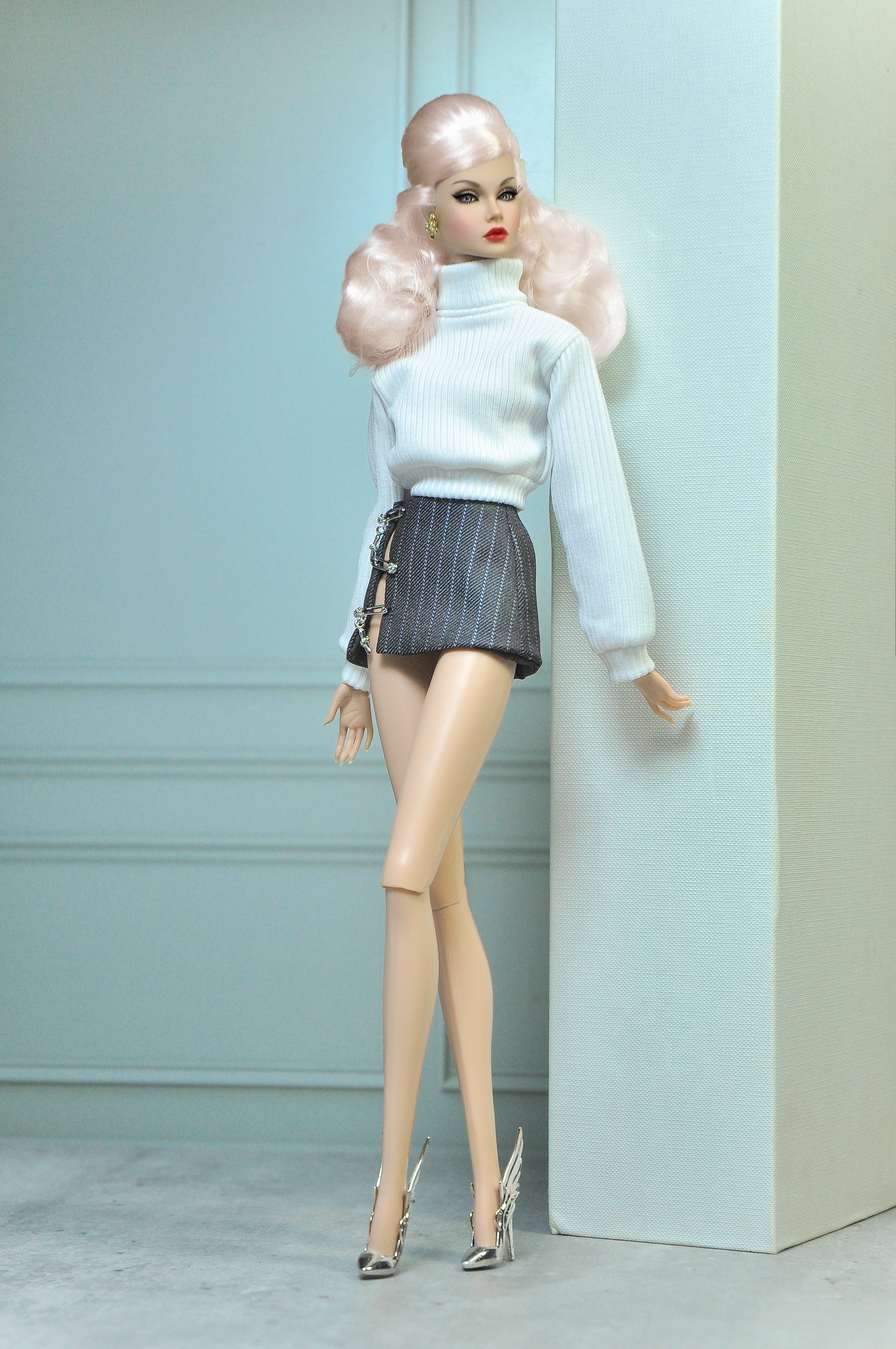 BASIC | Knit Sweater and Mini Skirt Set for Fashion Royalty 6.0 Doll | Cozy Chic 1/6 Outfit