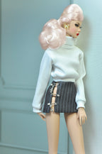 BASIC | Knit Sweater and Mini Skirt Set for Fashion Royalty 6.0 Doll | Cozy Chic 1/6 Outfit