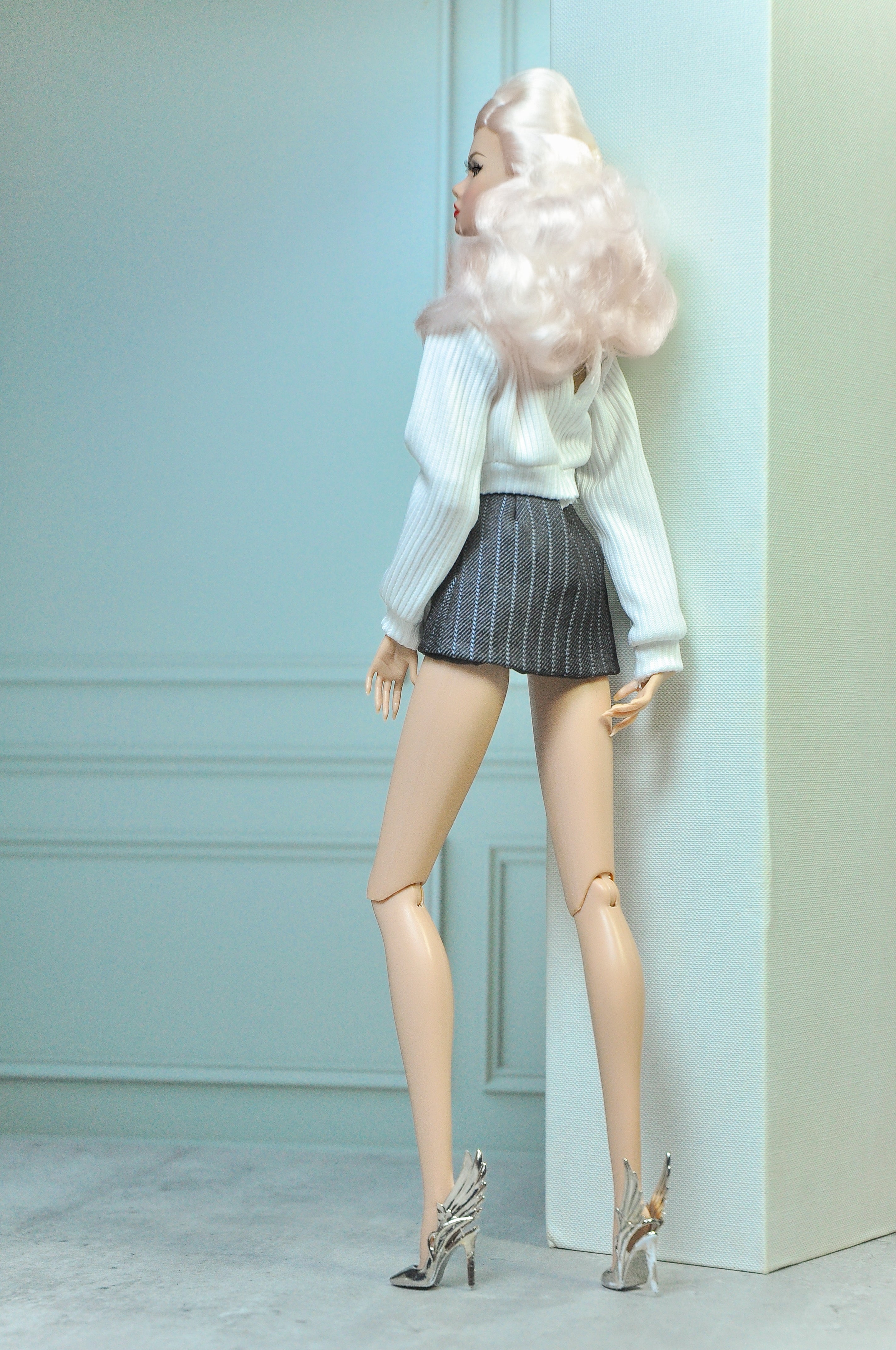 BASIC | Turtleneck & Safety Pin Mini Skirt | 1/6 Scale Fashion Royalty Doll Clothes