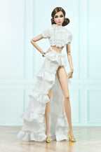 BASIC | Cloud Ruffle Ensemble – White Couture Set for Fashion Royalty 6.0 Doll