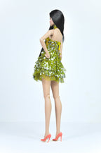 BASIC | Chartreuse Sparkle Mini Dress – 1/6 Fashion doll clothes