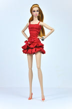 BASIC | Crimson Ruffle Mini Dress – Fashion Royalty 6.0 / NU Face