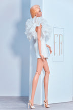 BASIC | White Tulle Couture Mini Dress for Fashion Royalty 6.0 Doll – OOAK Elegant Ruffle Dress