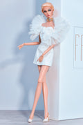 BASIC | White Tulle Couture Mini Dress for Fashion Royalty 6.0 Doll – OOAK Elegant Ruffle Dress