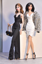 BASIC | White Ruched Mini Dress for Fashion Royalty 6.0 Doll | Minimal 1/6 Outfit