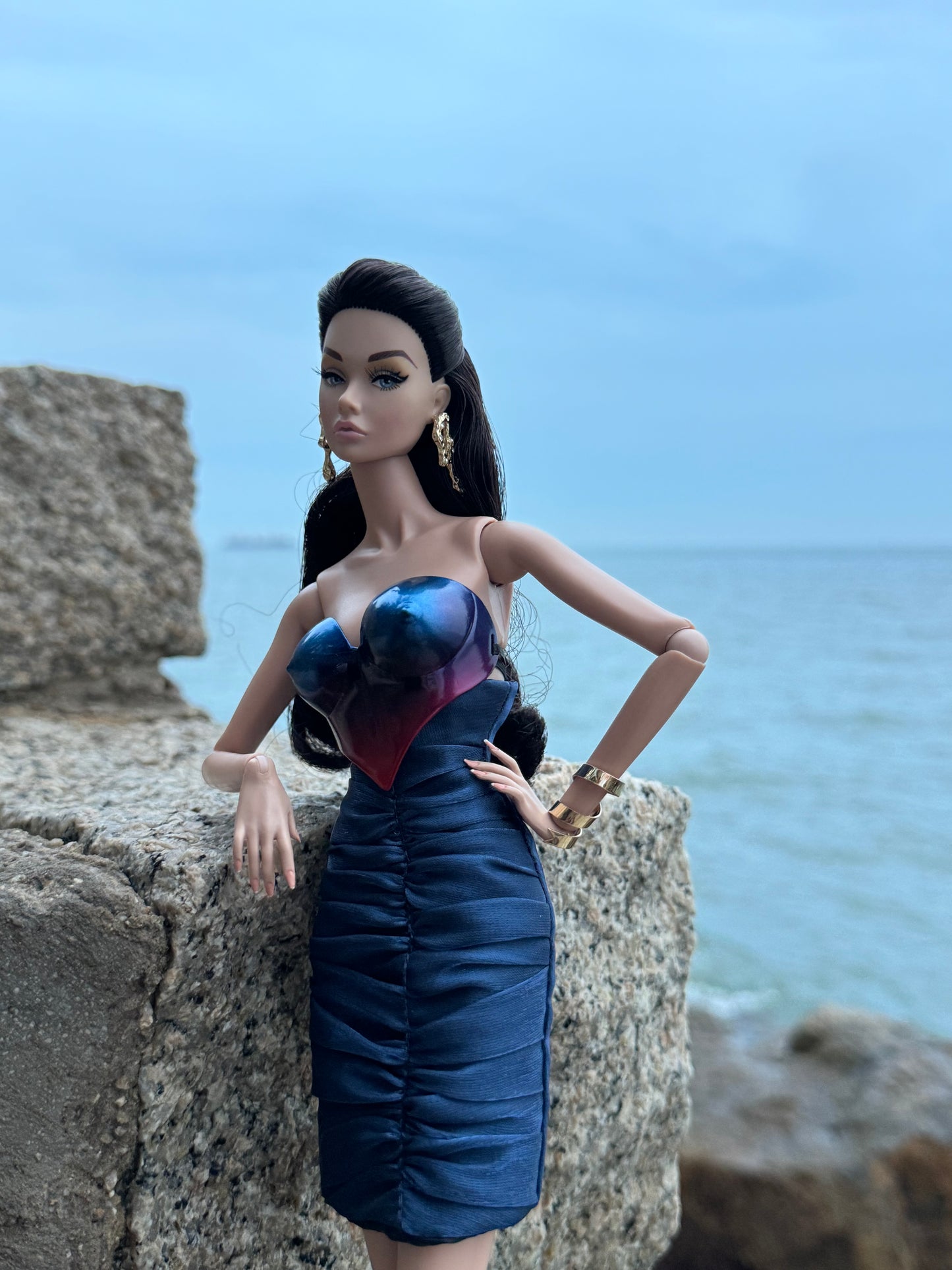 Siren Suit - 3D printed with pleated high waist skirt for Fashion Royalty 6.0 and NU FACE