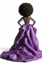 OOAK | Royal Amethyst High-Low Gown with Beaded Corset & Opera Gloves – 1/6 Scale High Fashion Doll Clothes