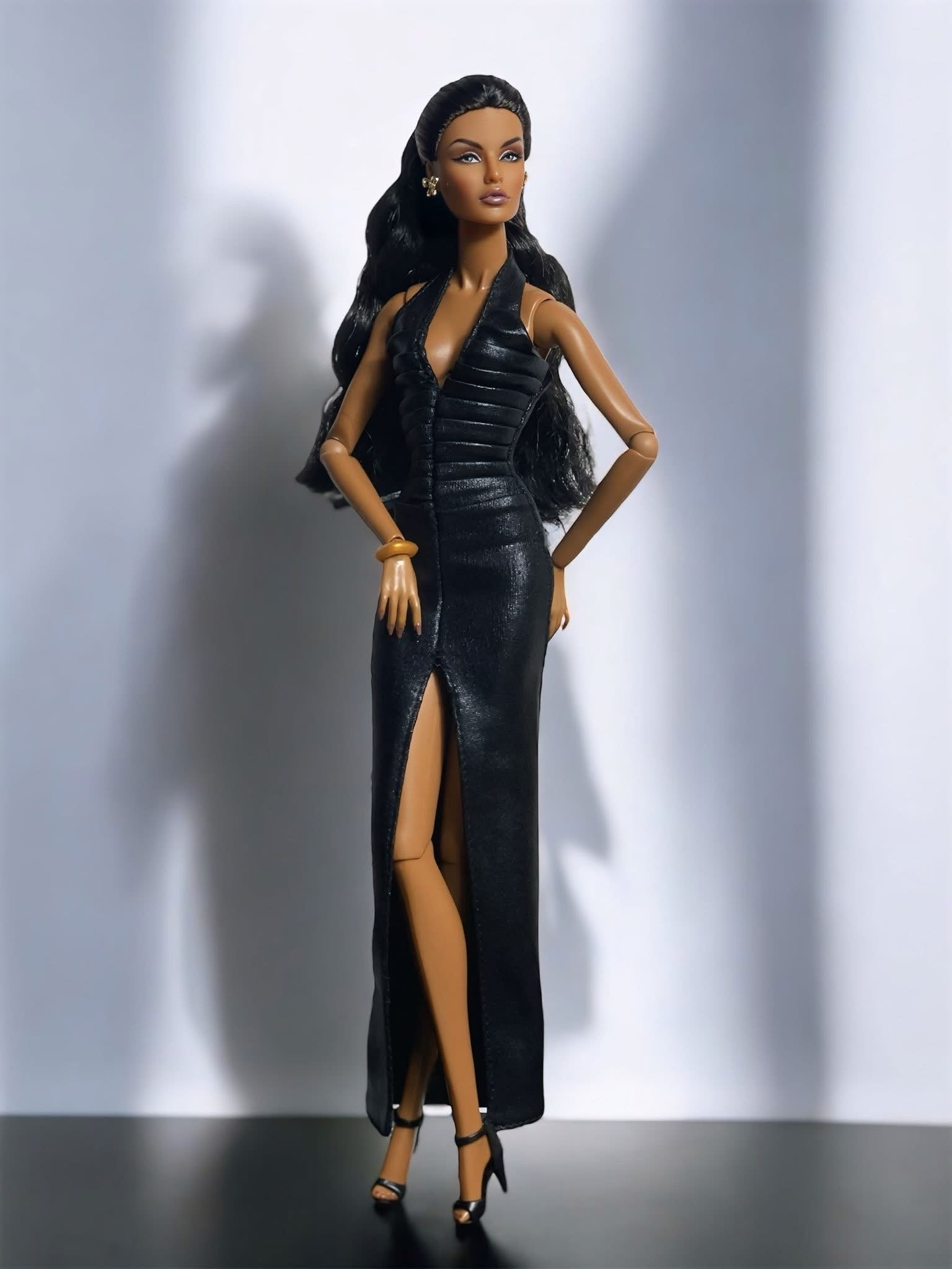 BASIC | "Shady Vivid" - Pleated patent pleather dress for Fashion Royalty Doll Clothes FR 6.0