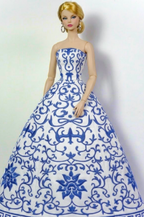 HAUTE | (For small chest only) Porcelain Bloom Ball Gown for Fashion Royalty  | Plastiktiara - embroider handmade gown