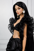 CULINARY CAPTIVATING | Black Couture Ruffle Gown for 12-Inch Fashion Royalty FR 6.0  Dolls – Handmade Evening Dress, Glamorous Doll Clothes, Collector Fashion Outfit
