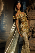 OOAK | Naga: Khmer Temple Couture Gown for Fashion Royalty Dolls | OOAK Hand-Beaded Khmer Silk Doll Dress | 1/6 Scale Collector Fashion