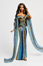 HAUTE | Ocean Empress Beaded Gown for Fashion Royalty 12” Dolls | Handmade Luxury Doll Clothes | OOAK Collector Outfit