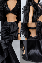 CULINARY CAPTIVATING | Black Couture Ruffle Gown for 12-Inch Fashion Royalty FR 6.0  Dolls – Handmade Evening Dress, Glamorous Doll Clothes, Collector Fashion Outfit