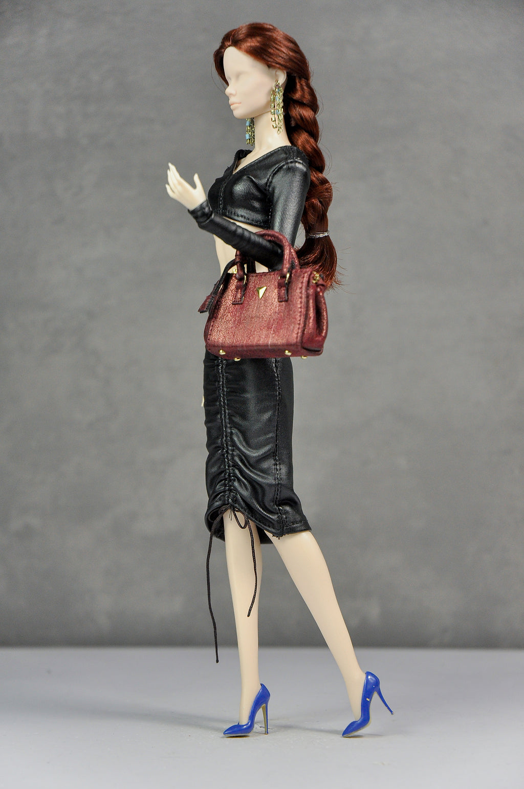 BASIC | Black Ruched Two-Piece Set for 1/6 Scale Fashion Dolls