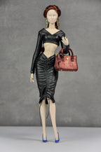 BASIC | Black Ruched Two-Piece Set for 1/6 Scale Fashion Dolls