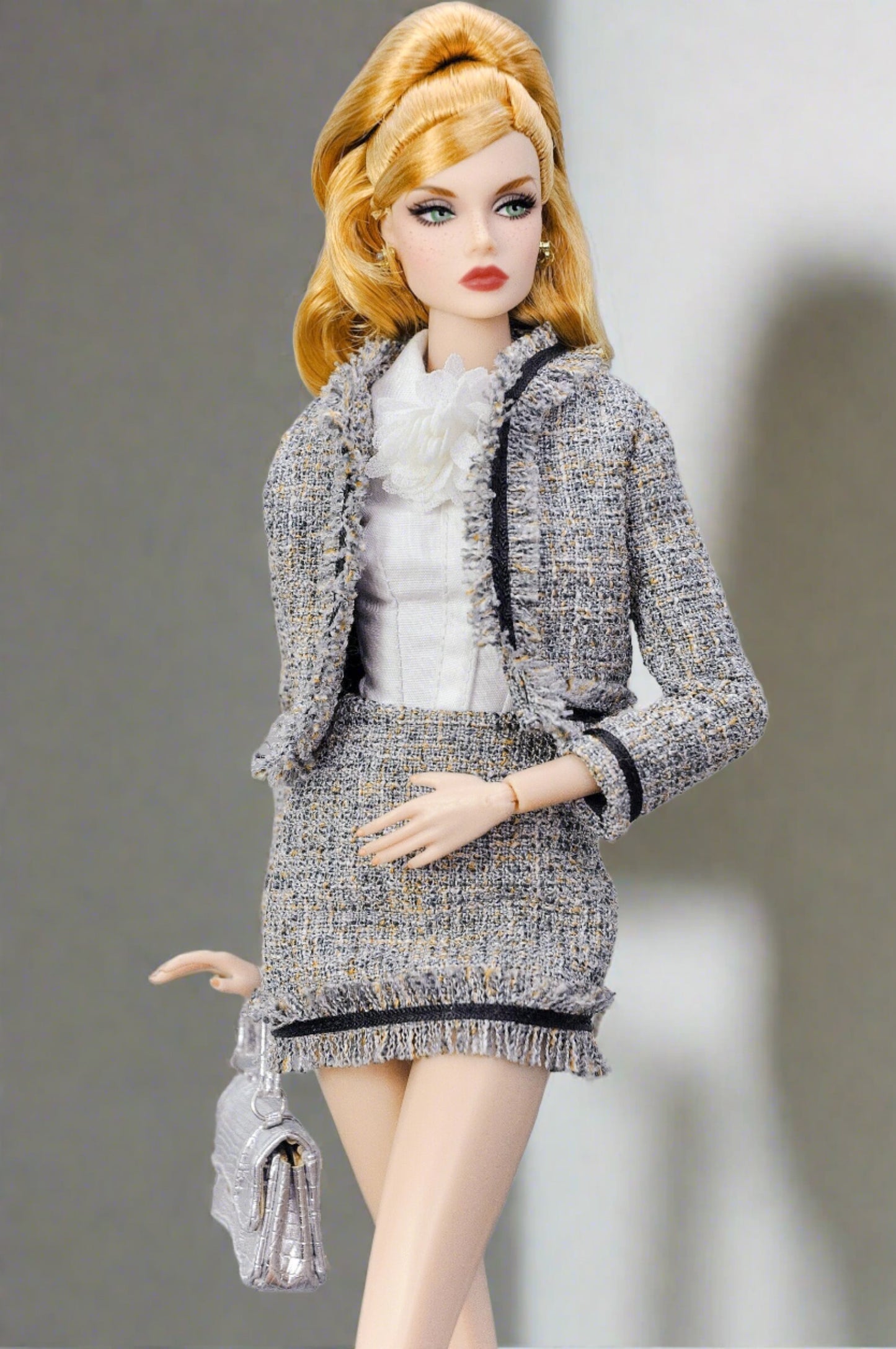 A Haute tweed suit with crop top for Fashion Royalty & 12" fashion doll (GRAY)