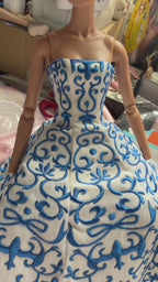 HAUTE | (For small chest only) Porcelain Bloom Ball Gown for Fashion Royalty  | Plastiktiara - embroider handmade gown