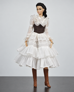 White lace dress with separate brown underbust corset
