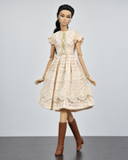 Set A ivory and orange checked dress without pinafore