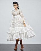 White tiered lace dress without corset