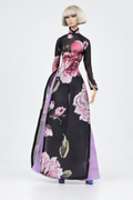 Saigon by Night 11 — Pink Rose & Lilac, high collar áo dài with lilac trousers; 1:6 doll clothing set