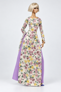Saigon by Night 21 — Ivory Rose & Lilac, boat neck áo dài and lilac trousers for 1:6 dolls