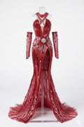 HAUTE | Couture Crimson Siren Gown — Luxury Beaded Evening Dress for OOAK 1/6 doll clothes Scale Doll Clothes
