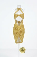 Gold Cut-Out Twist Dress for| 1/6 Scale Doll Clothes | Golden Knot Dress