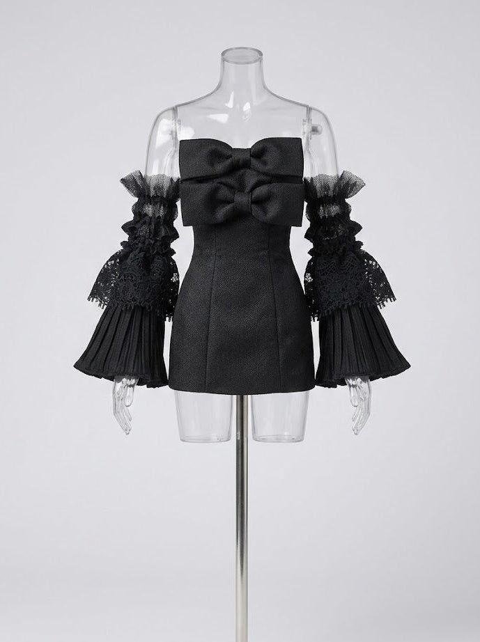 AURA | Midnight Bow Mini Dress — OOAK 1/6 doll clothes Scale Doll Clothes